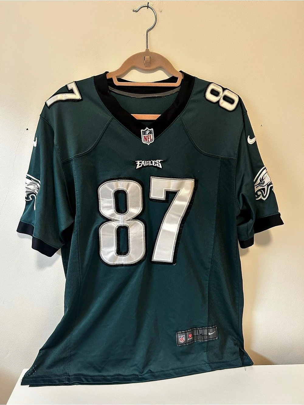 Vintage Nike NFL Philadelphia Eagles Brent Celek 87 jersey Green & White Large